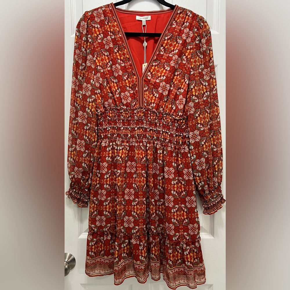 Max Studio Red and Orange Floral Dress